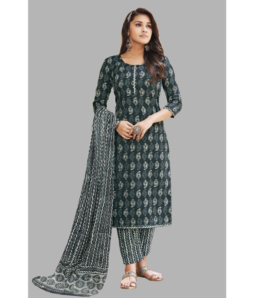     			SIMMU Cotton Printed Kurti With Pants Women's Stitched Salwar Suit - Navy ( Pack of 1 )