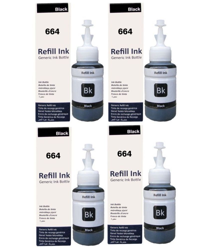     			TEQUO 664 Ink For L200 Black Pack of 4 Cartridge for L130, L360, L380, L350, L361, L565, L210, L220, L310, L355, L365, L385, L405, L455, L130, L485, L550