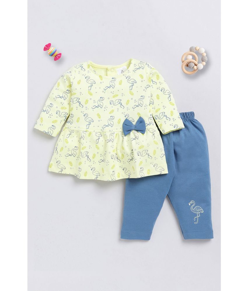     			TINYO Yellow Cotton Baby Girl Top & Trouser ( Pack of 1 )