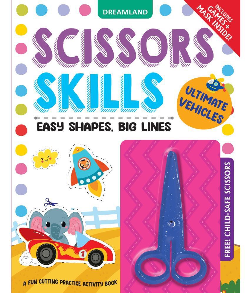     			Ultimate Vehicles Scissors Skills Activity Book for Kids Age 4 - 7 years | With Child- Safe Scissors, Games and Msk