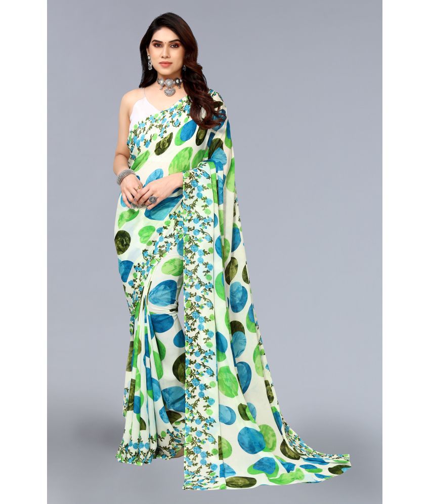     			ANAND SAREES Georgette Printed Saree Without Blouse Piece - Green ( Pack of 1 )