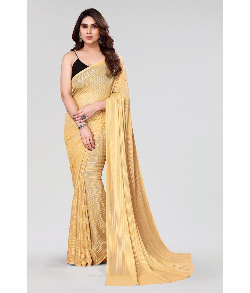     			ANAND SAREES Satin Self Design Saree Without Blouse Piece - Beige ( Pack of 1 )