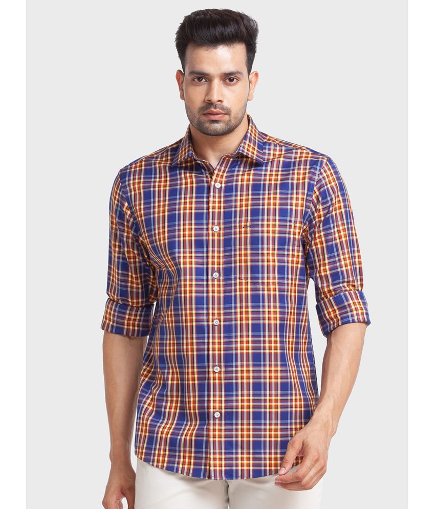     			Colorplus Cotton Blend Regular Fit Checks Full Sleeves Men's Casual Shirt - Yellow ( Pack of 1 )