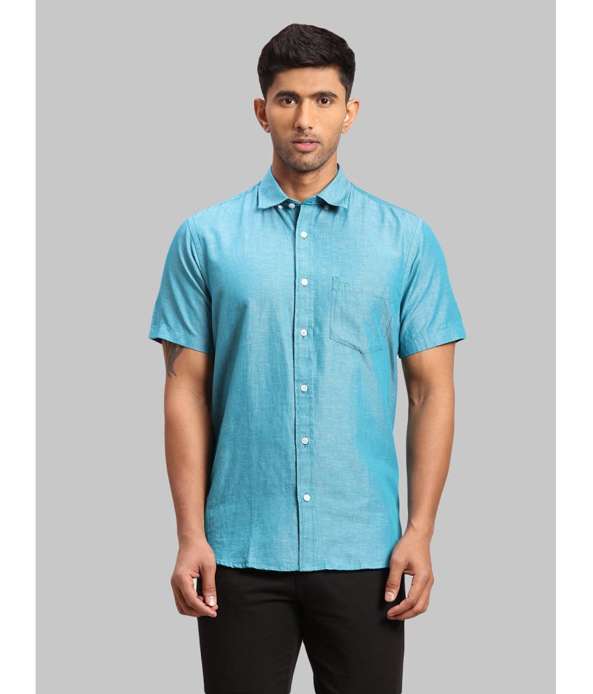     			Colorplus Cotton Blend Regular Fit Self Design Half Sleeves Men's Casual Shirt - Blue ( Pack of 1 )