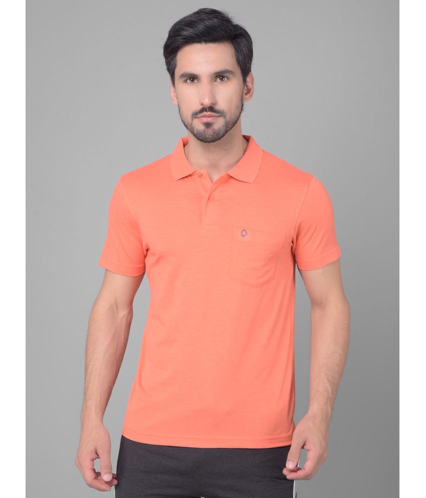     			Dollar Cotton Blend Regular Fit Solid Half Sleeves Men's Polo T Shirt - Orange ( Pack of 1 )