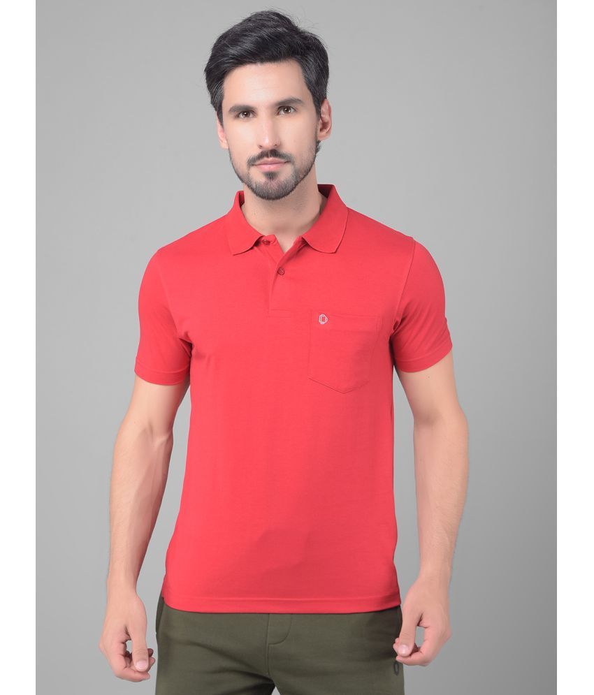     			Dollar Cotton Blend Regular Fit Solid Half Sleeves Men's Polo T Shirt - Red ( Pack of 1 )