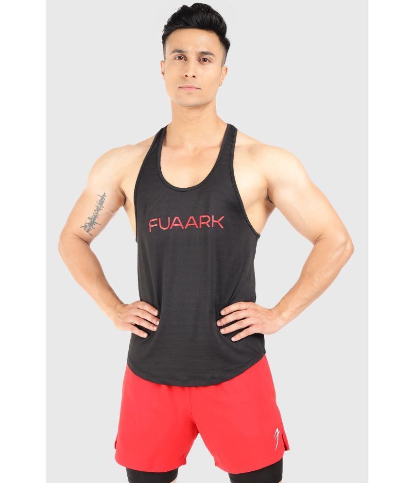     			Fuaark Black Polyester Slim Fit Men's Tanks ( Pack of 1 )