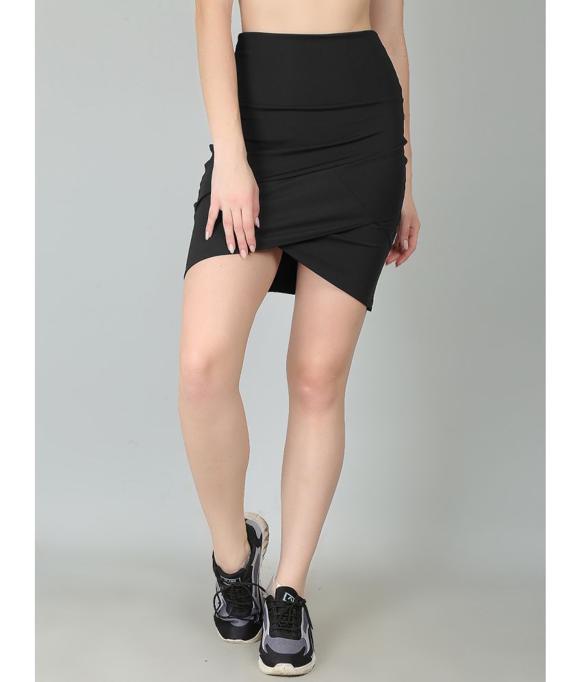     			N-Gal Black Polyester Women's Straight Skirt ( Pack of 1 )