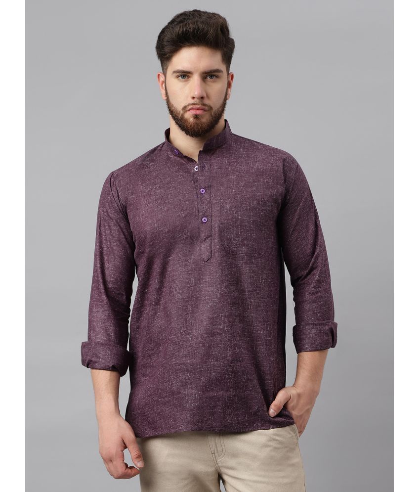     			RIAG Purple Cotton Men's Shirt Style Kurta ( Pack of 1 )