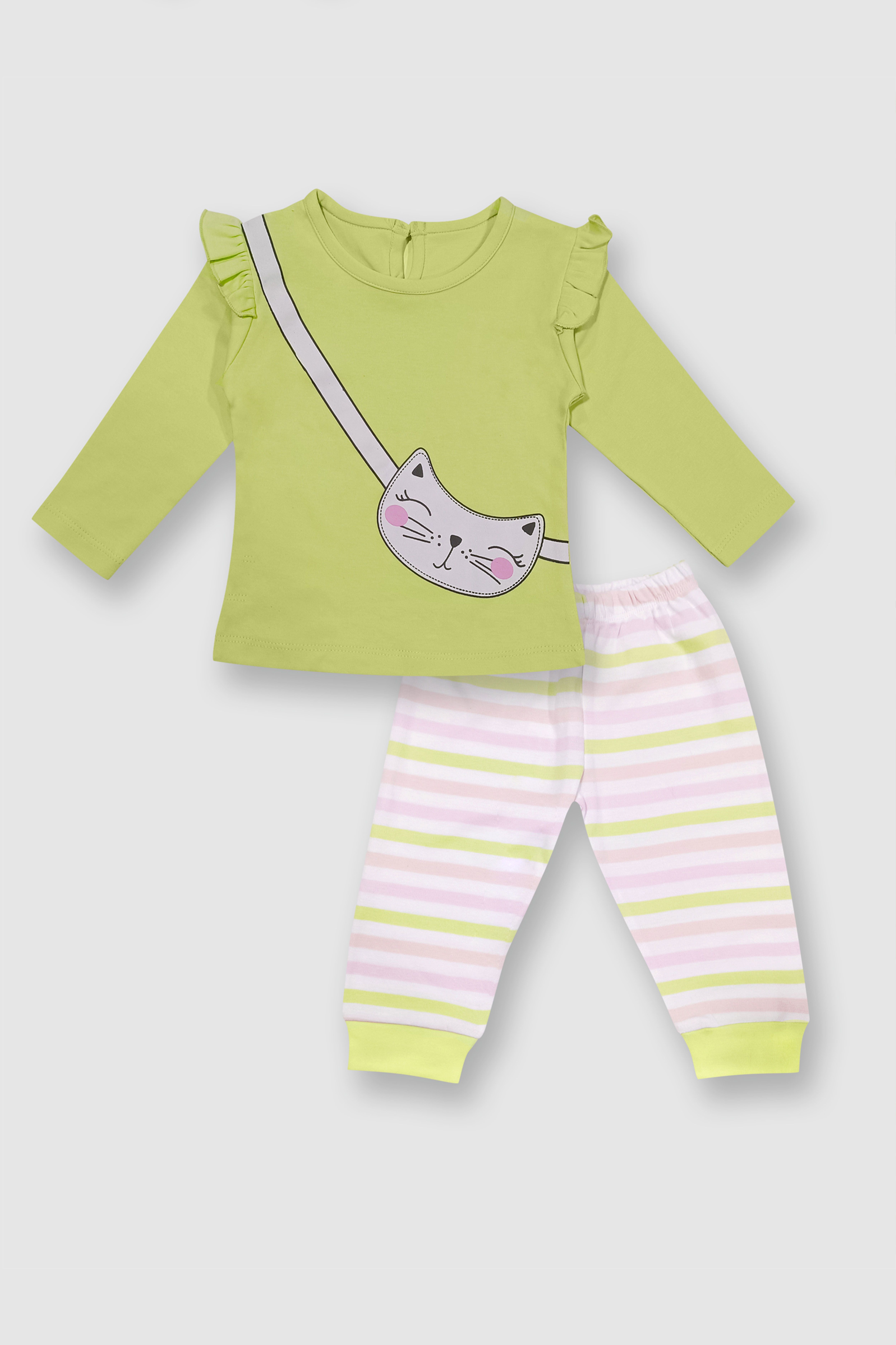     			TINYO Green Cotton Baby Girl Top & Trouser ( Pack of 1 )