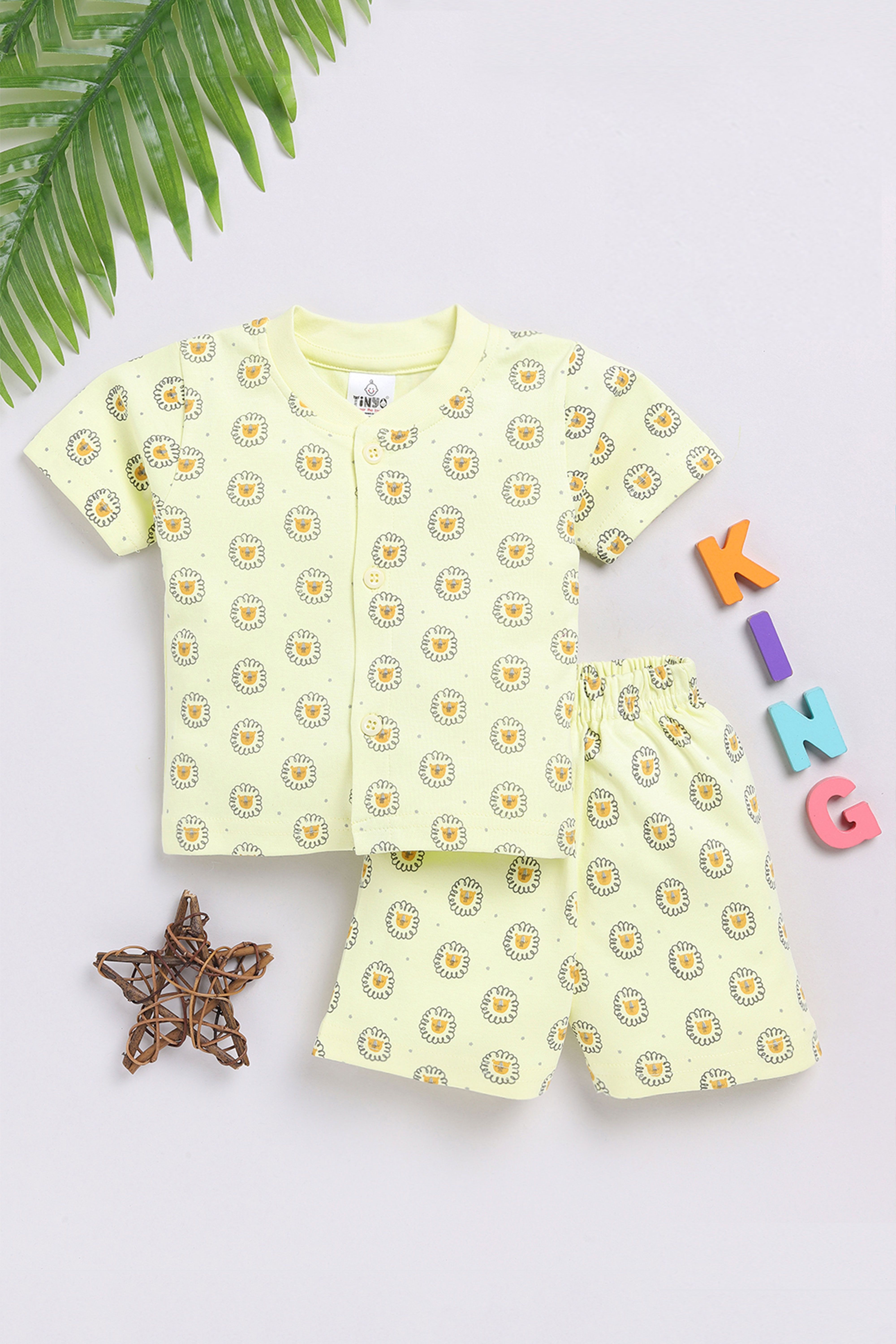     			TINYO Yellow Cotton Baby Boy Top & Shorts ( Pack of 1 )