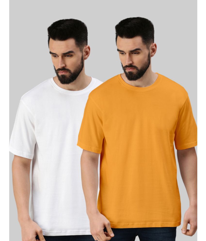     			Veirdo Pack of 2 100% Cotton Oversized Fit Men's T-Shirt ( Mustard )