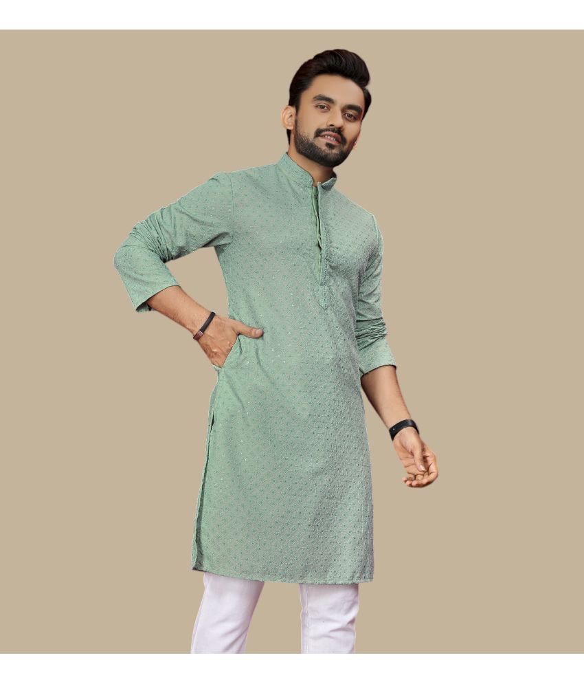     			Balaji's Light Green Cotton Men's Regular Kurta ( Pack of 1 )