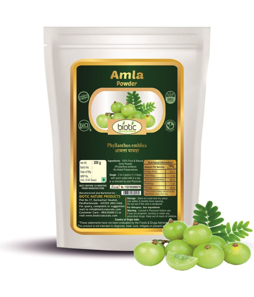     			Biotic Natural Amla Powder (Indian Gooseberry) for Hair, Eating, Skin 200 gm