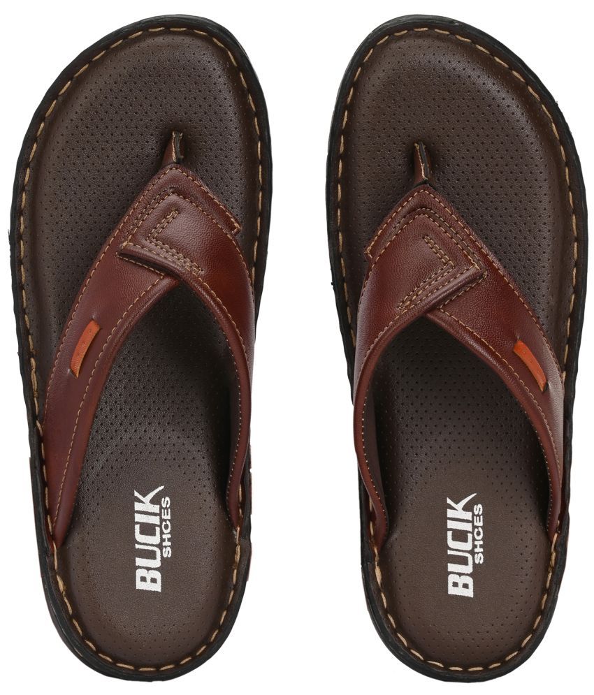     			Bucik BROWN Men's Leather Slipper