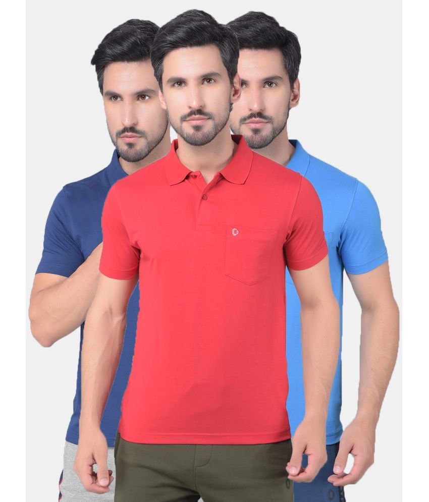     			Dollar Cotton Blend Regular Fit Solid Half Sleeves Men's Polo T Shirt - Multicolor ( Pack of 3 )