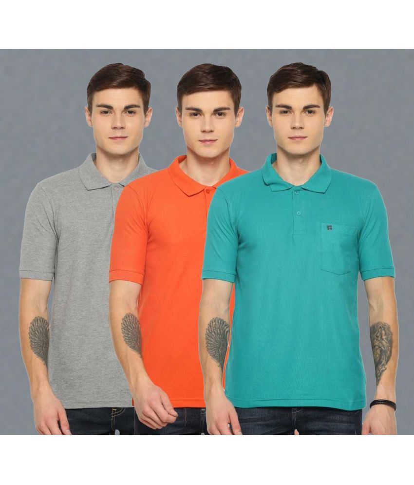     			Dollar Cotton Blend Regular Fit Solid Half Sleeves Men's Polo T Shirt - Multicolor ( Pack of 3 )