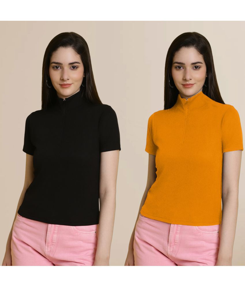     			Fabflee Multi Color Polyester Women's Crop Top ( Pack of 2 )