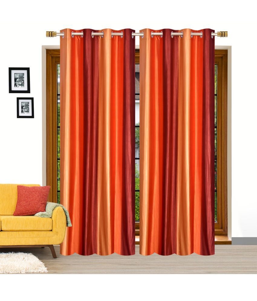     			Stella Creations Abstract Printed Room Darkening Eyelet Curtain 5 ft ( Pack of 2 ) - Orange