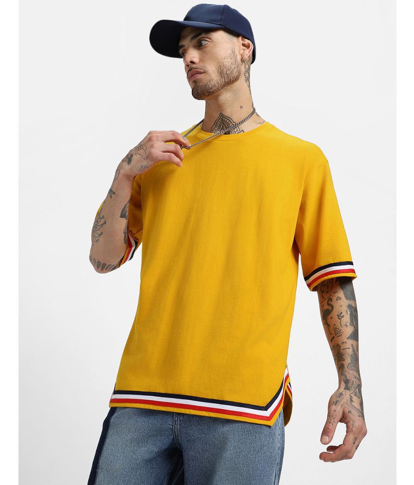     			Veirdo 100% Cotton Oversized Fit Solid Half Sleeves Men's T-Shirt - Mustard ( Pack of 1 )