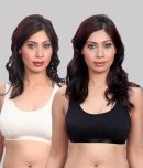 Kiran Enterprises Black Cotton Non Padded Women's Sports Bra ( Pack of 2 )