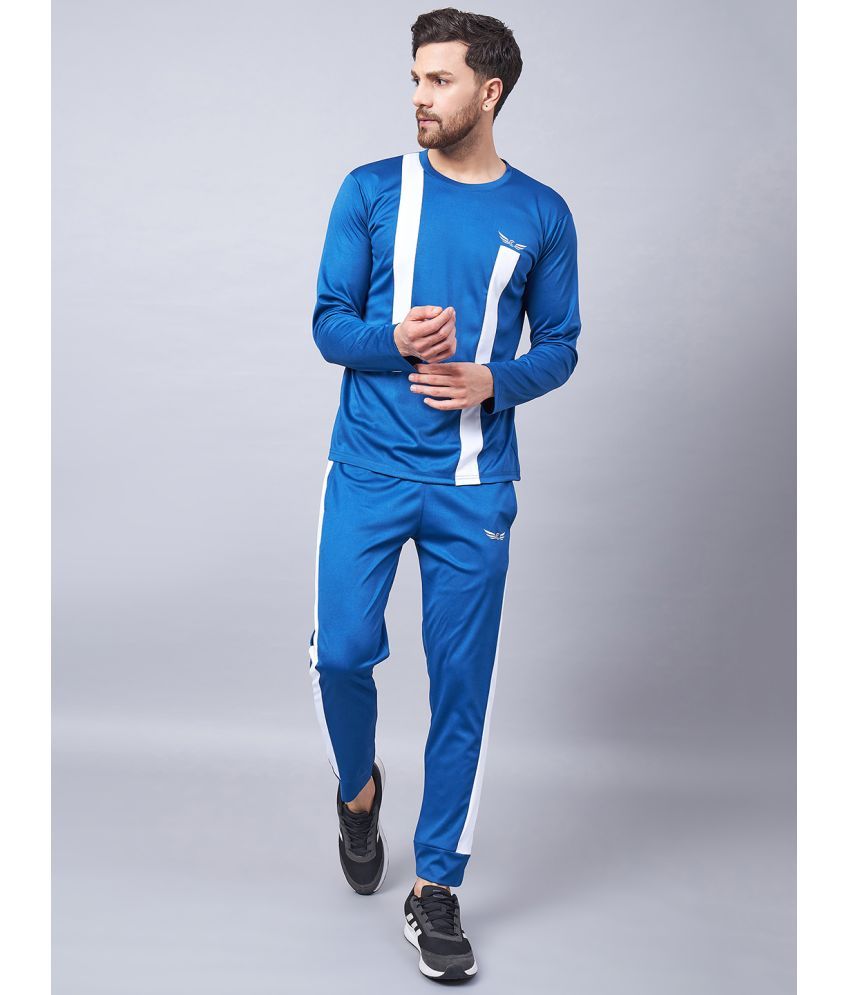     			Chrome & Coral Blue Polyester Relaxed Fit Men's Tracksuit ( Pack of 1 )