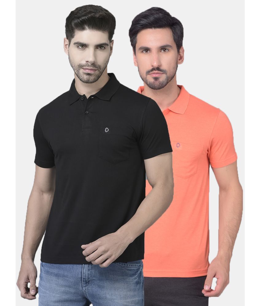     			Dollar Cotton Blend Regular Fit Solid Half Sleeves Men's Polo T Shirt - Multicolor ( Pack of 2 )