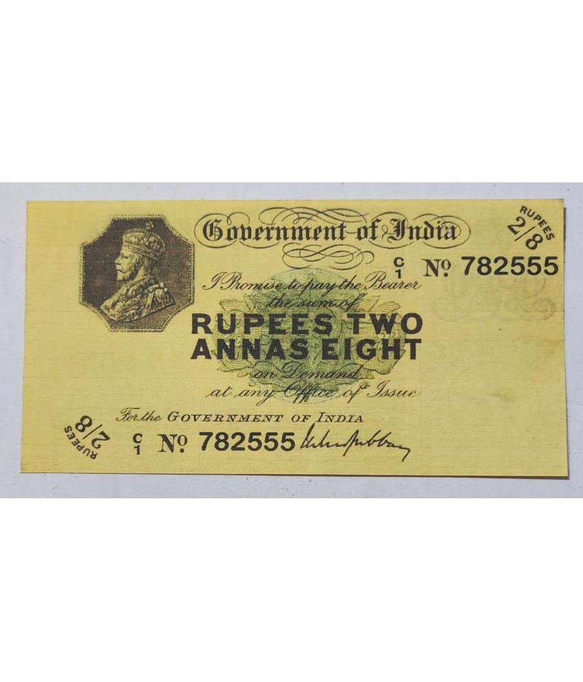     			Extreme Rare  Rupees 2/8 Anna British India Note Signed By M M S Gubey