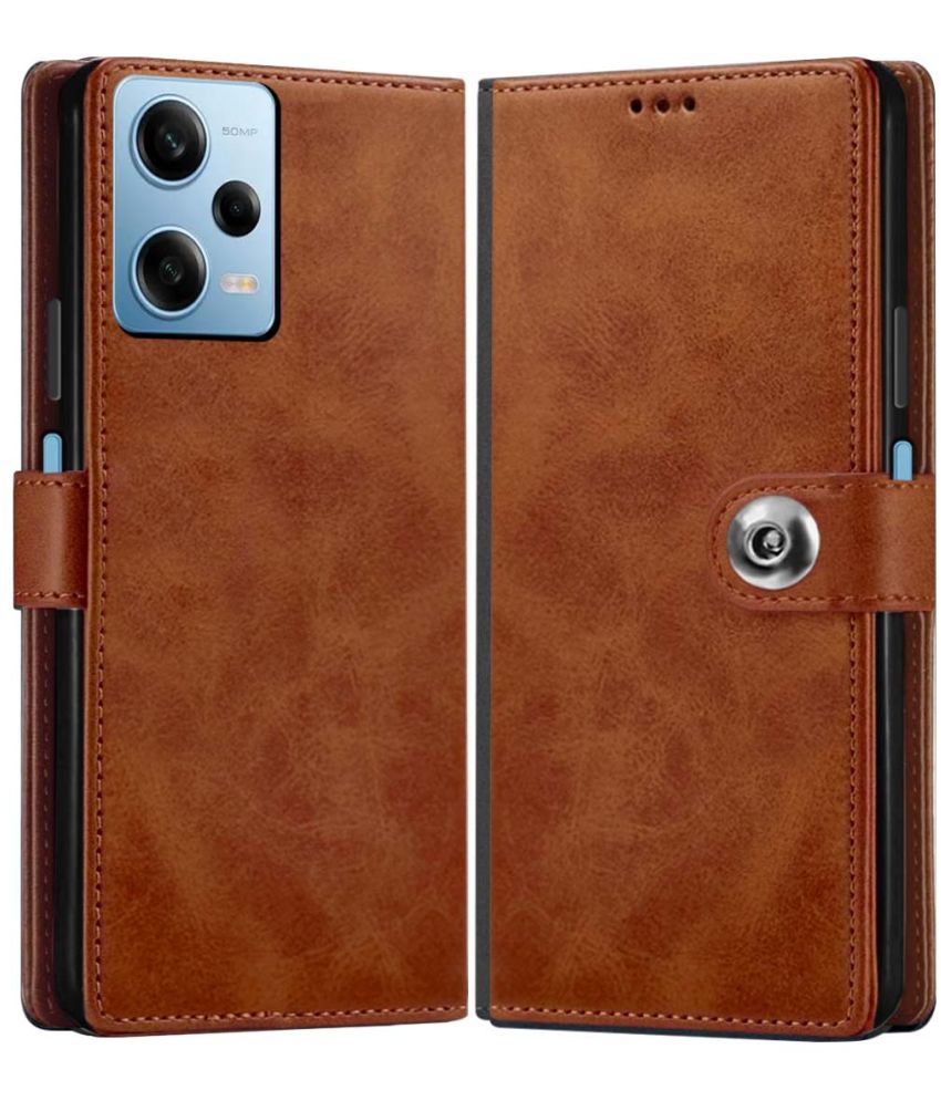     			Fashionury Brown Flip Cover Leather Compatible For Redmi Note 12 Pro 5G ( Pack of 1 )
