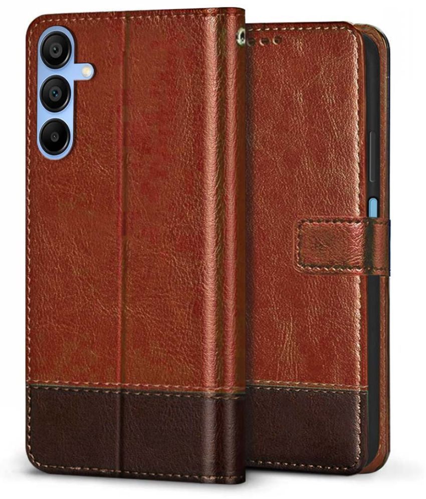     			Fashionury Brown Flip Cover Leather Compatible For Samsung Galaxy A15 ( Pack of 1 )