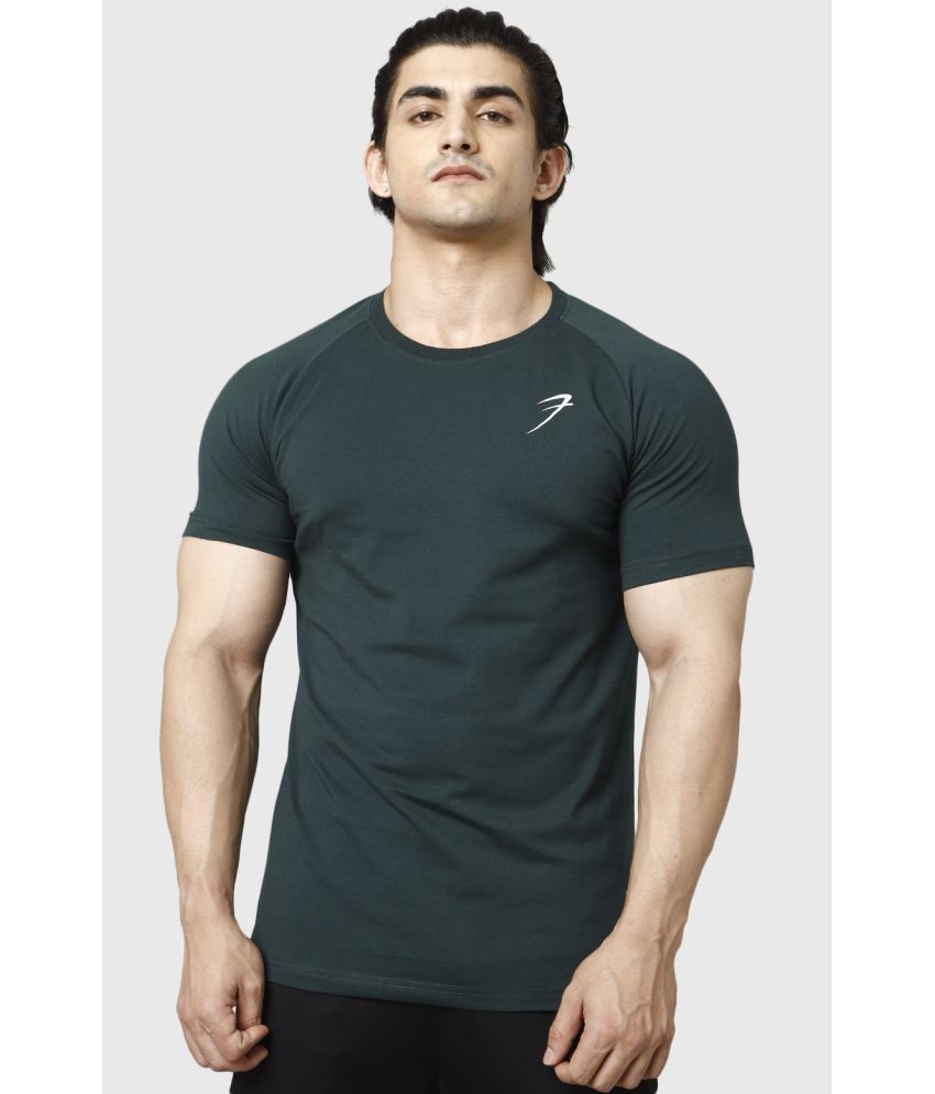     			Fuaark Green Cotton Slim Fit Men's Sports T-Shirt ( Pack of 1 )