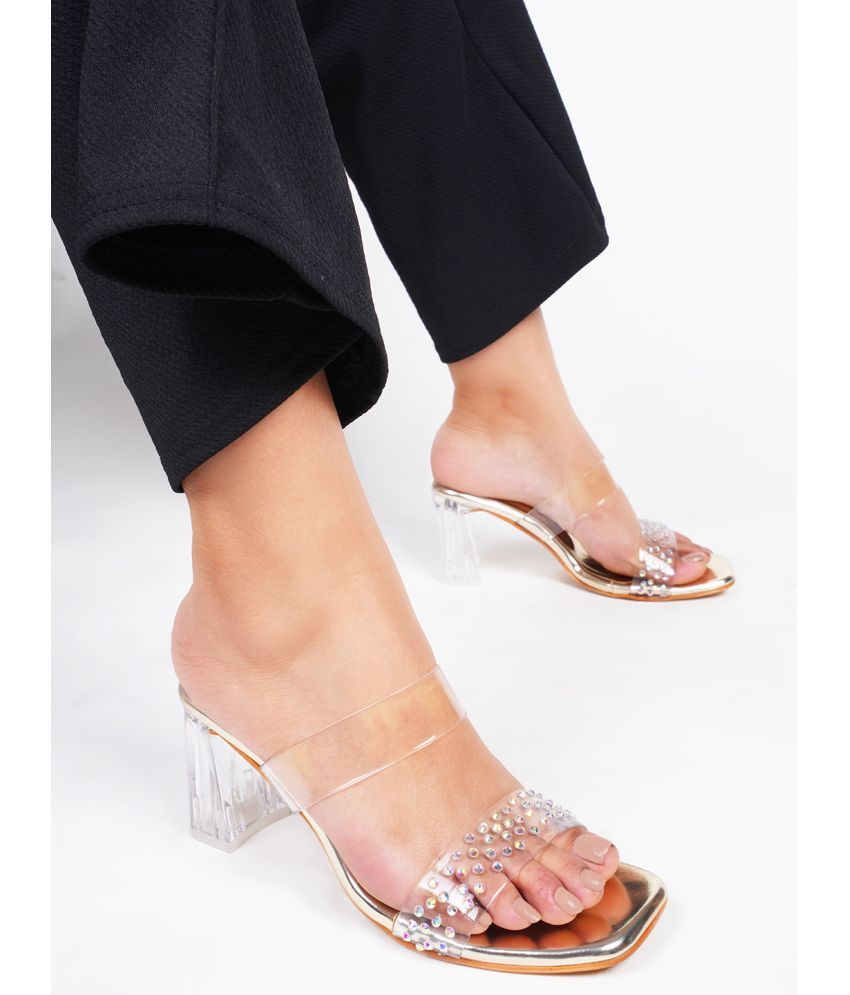     			JM Looks Gold Women's Slip On Heels