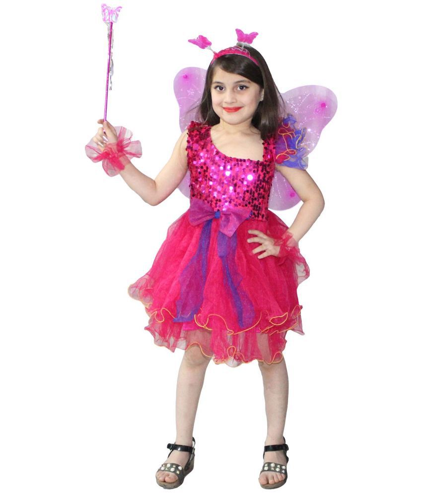     			Kaku Fancy Dresses Magenta Butterfly Insect Costume Set -Magenta, 3-4 Years, for Girls