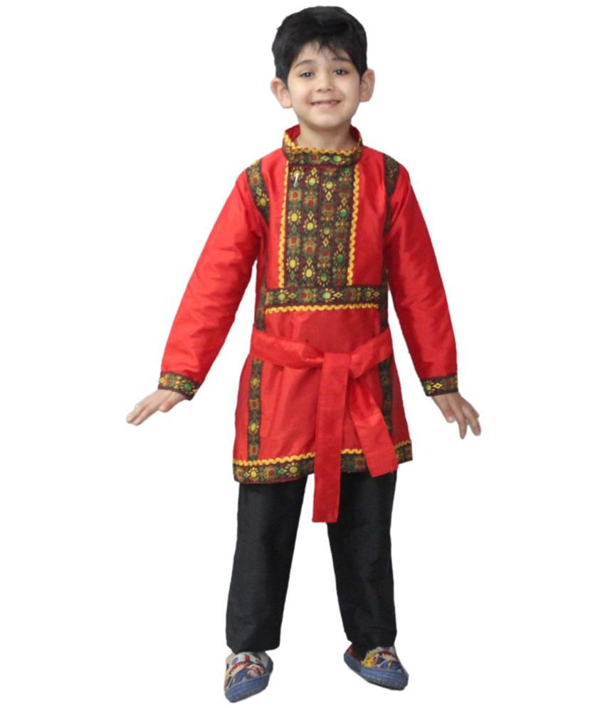     			Kaku Fancy Dresses Russian Boy Costume International Wear Costume - Red, 3-4 Year, for Boys