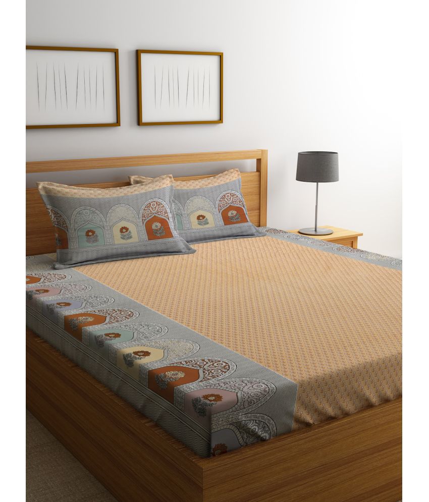     			Klotthe Cotton Tribal 1 Double King Size Bedsheet with 2 Pillow Covers - Multicolor