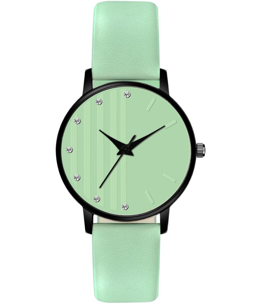     			Newman Green Leather Analog Womens Watch