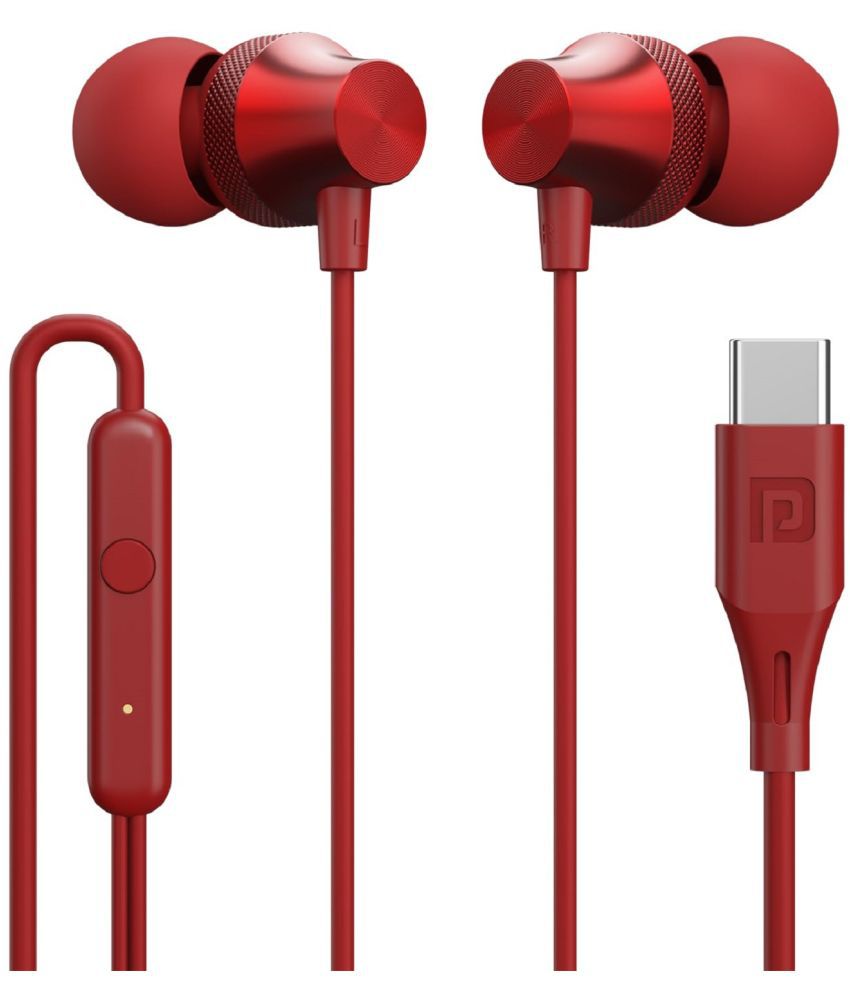     			Portronics Conch Beat C Type C Wired Earphone In Ear Tangle Free Cable Red