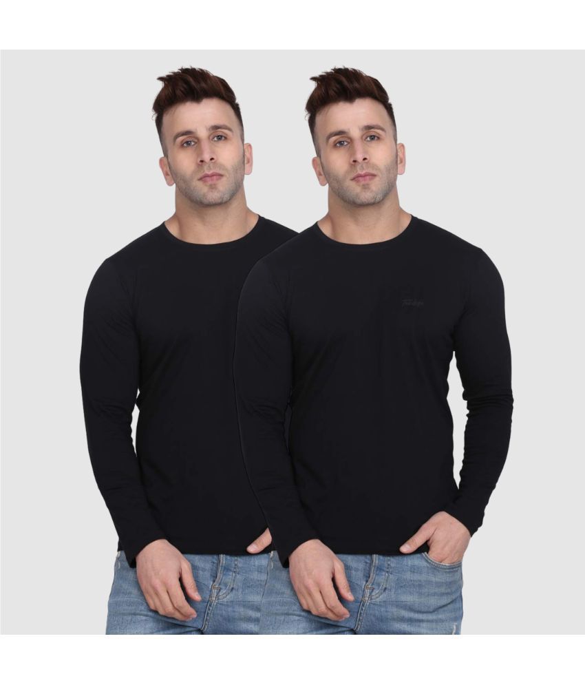     			TAB91 Cotton Blend Regular Fit Solid Full Sleeves Men's T-Shirt - Black ( Pack of 2 )