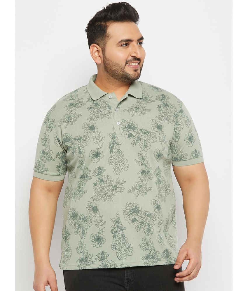     			The Million Club Cotton Blend Regular Fit Printed Half Sleeves Men's Polo T Shirt - Sea Green ( Pack of 1 )