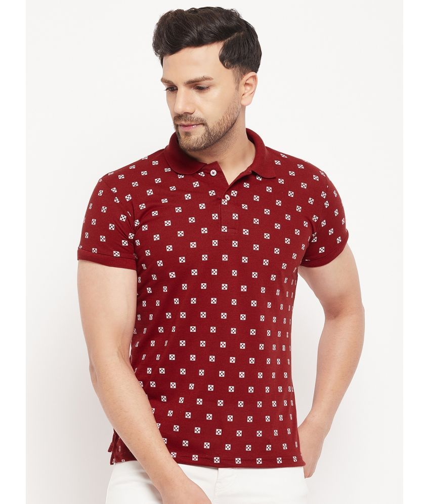     			The Million Club Cotton Blend Regular Fit Printed Half Sleeves Men's Polo T Shirt - Maroon ( Pack of 1 )