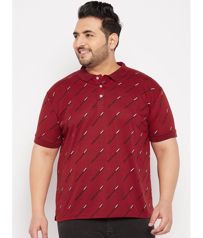    			The Million Club Cotton Blend Regular Fit Printed Half Sleeves Men's Polo T Shirt - Maroon ( Pack of 1 )