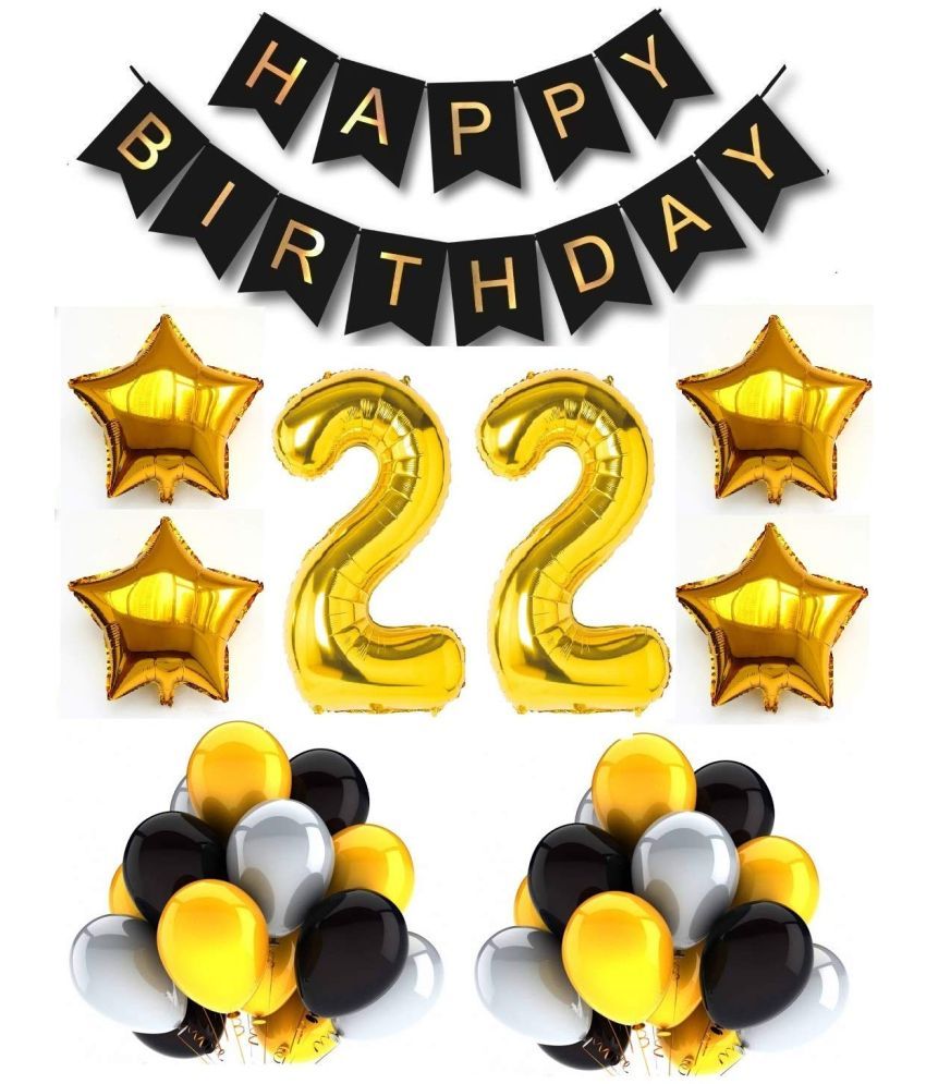     			Urban Classic 22nd Birthday Gold-Black-Silver Decoration for Men, Women| 22nd Birthday Party Decoration