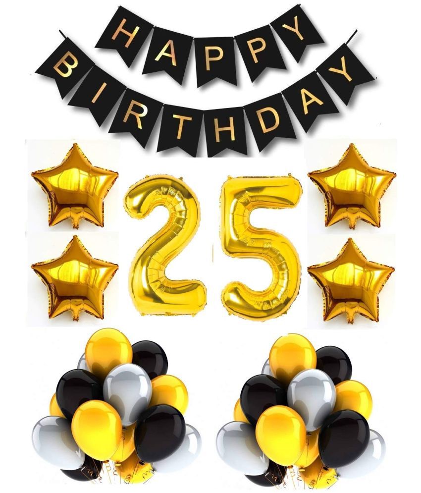     			Urban Classic 25th Birthday Gold-Black-Silver Decoration for Men, Women| 25th Birthday Party Decoration