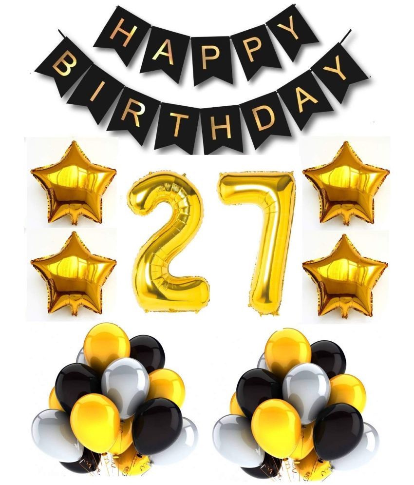     			Urban Classic 27th Birthday Gold-Black-Silver Decoration for Men, Women| 27th Birthday Party Decoration