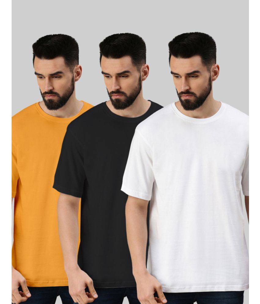     			Veirdo Pack of 3 100% Cotton Oversized Fit Men's T-Shirt ( Mustard )