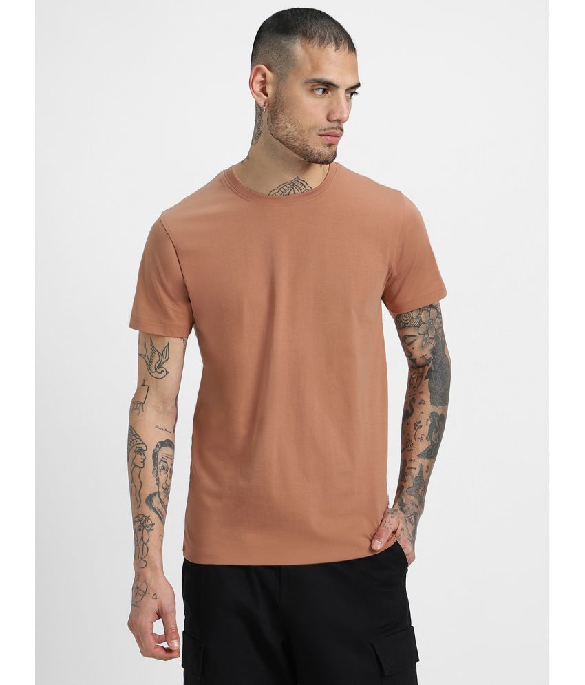     			Veirdo 100% Cotton Regular Fit Solid Half Sleeves Men's T-Shirt - Brown ( Pack of 1 )