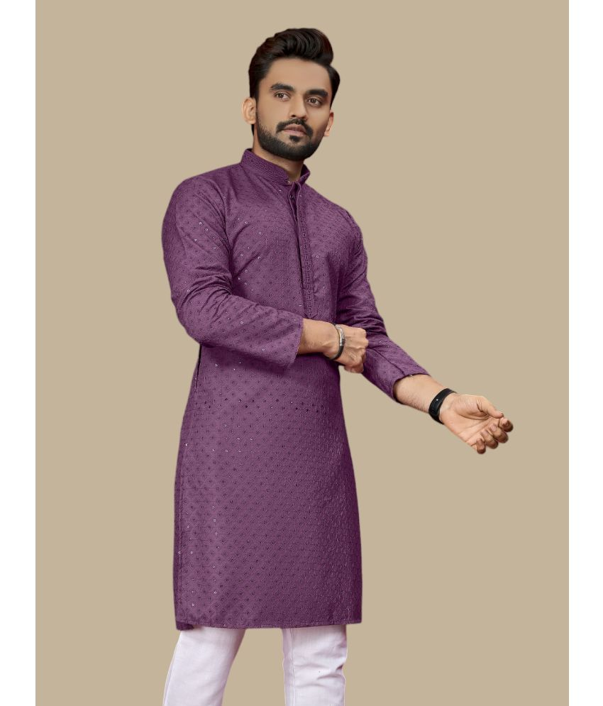     			YUG ART Purple Cotton Men's Regular Kurta ( Pack of 1 )