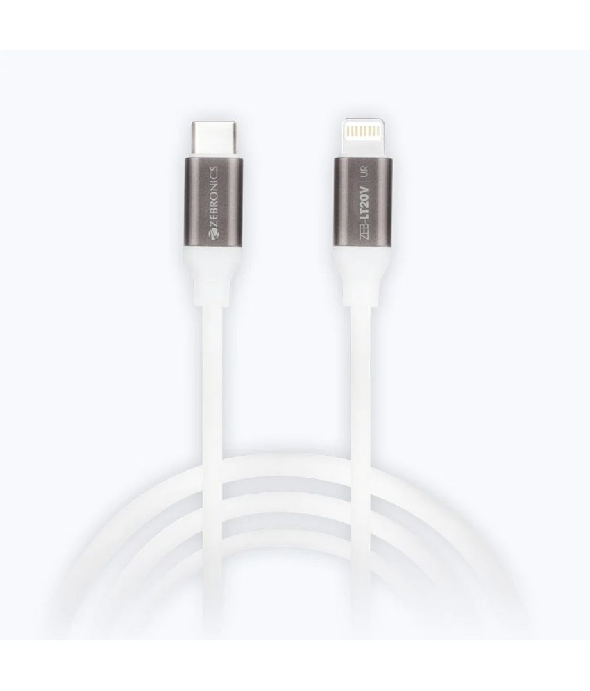     			Zebronics White 3A Lightning Cable 1 Meter