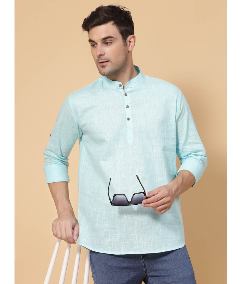     			allan peter Light Blue Cotton Men's Regular Kurta ( Pack of 1 )