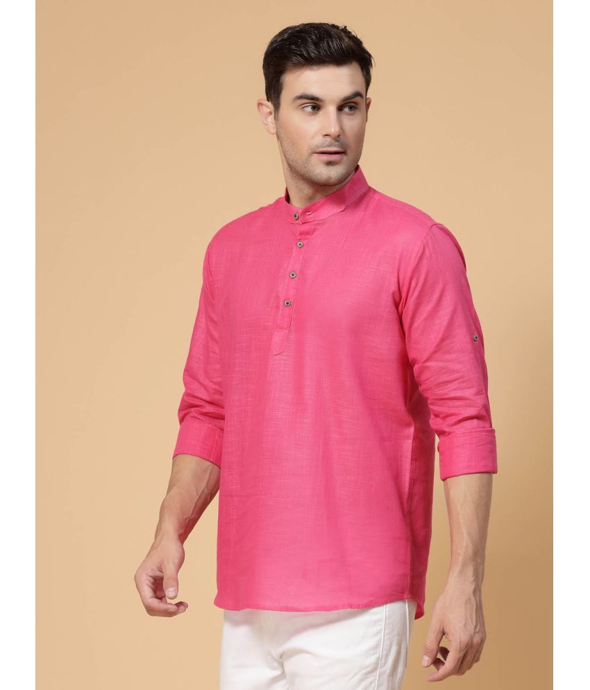     			allan peter Pink Cotton Men's Regular Kurta ( Pack of 1 )